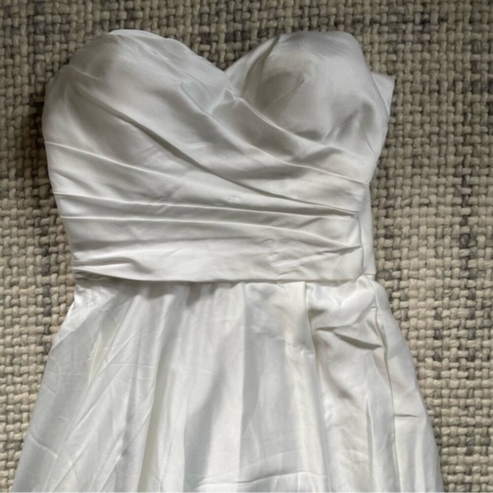 La Femme Strapless Slit Satin Ballgown 2 - Picture 2 of 7